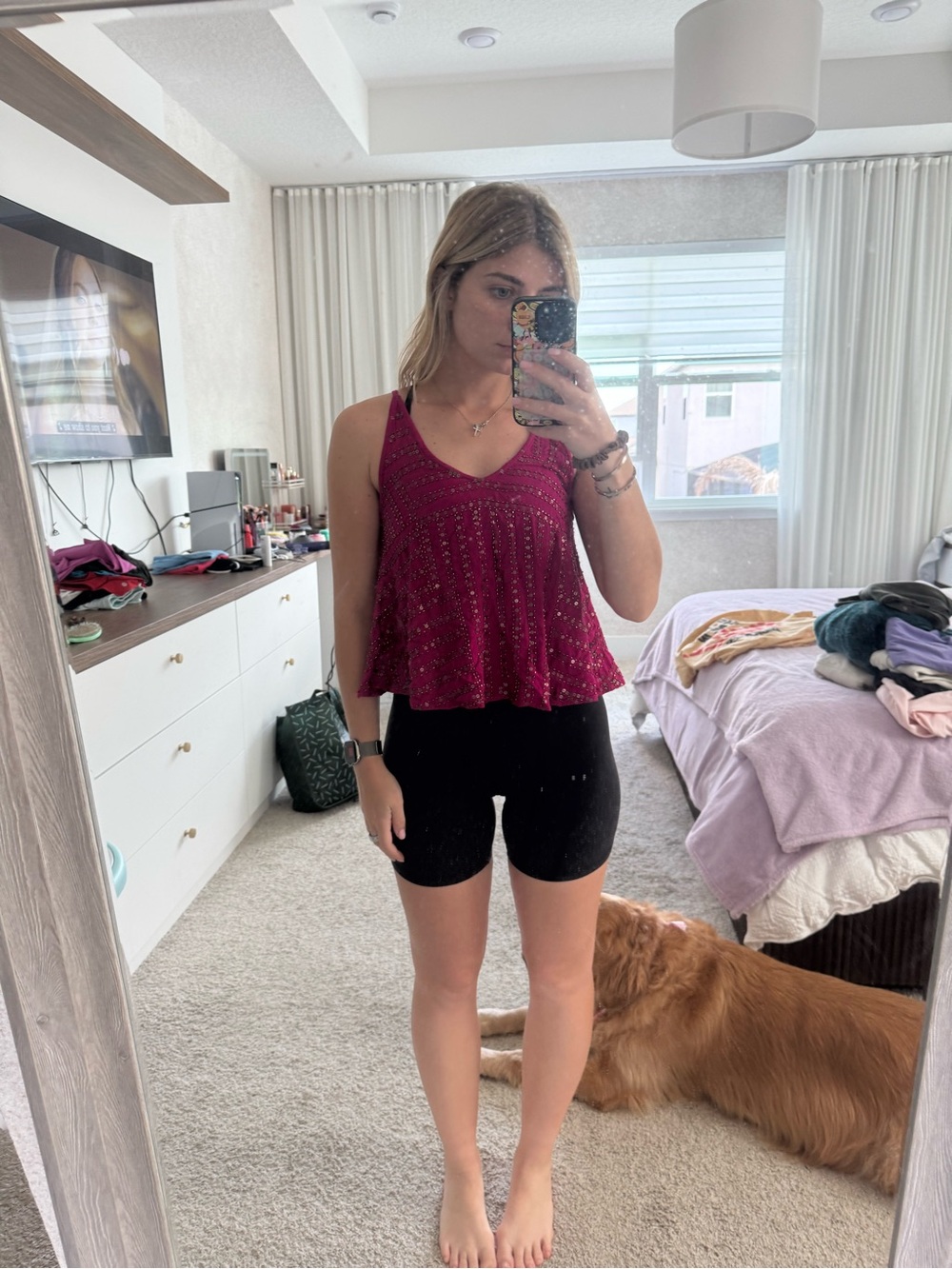 Free People Pink Sequin Shirt